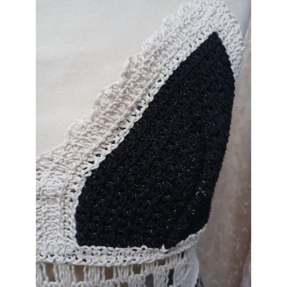 Forever 21 Crochet Floral Sundress L Black Babydoll Maxi Festival Hippie Gypsy - Picture 10 of 16